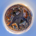 360° panoráma z dronu nad historickým centrom Bratislavy v tzv. little planet efekte
